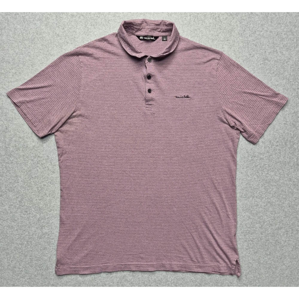 Travis Mathew Shirt Mens L Pink‎ Striped Short Sleeve Casual Golf Preppy Polo